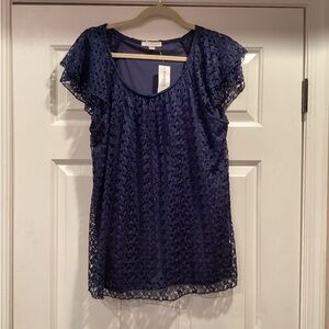 New With Tags Navy Lace Top